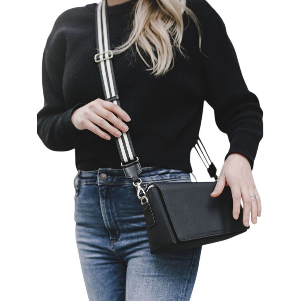 Tote Savvy Black Compact Baby Diaper Crossbody Bag Change Kit